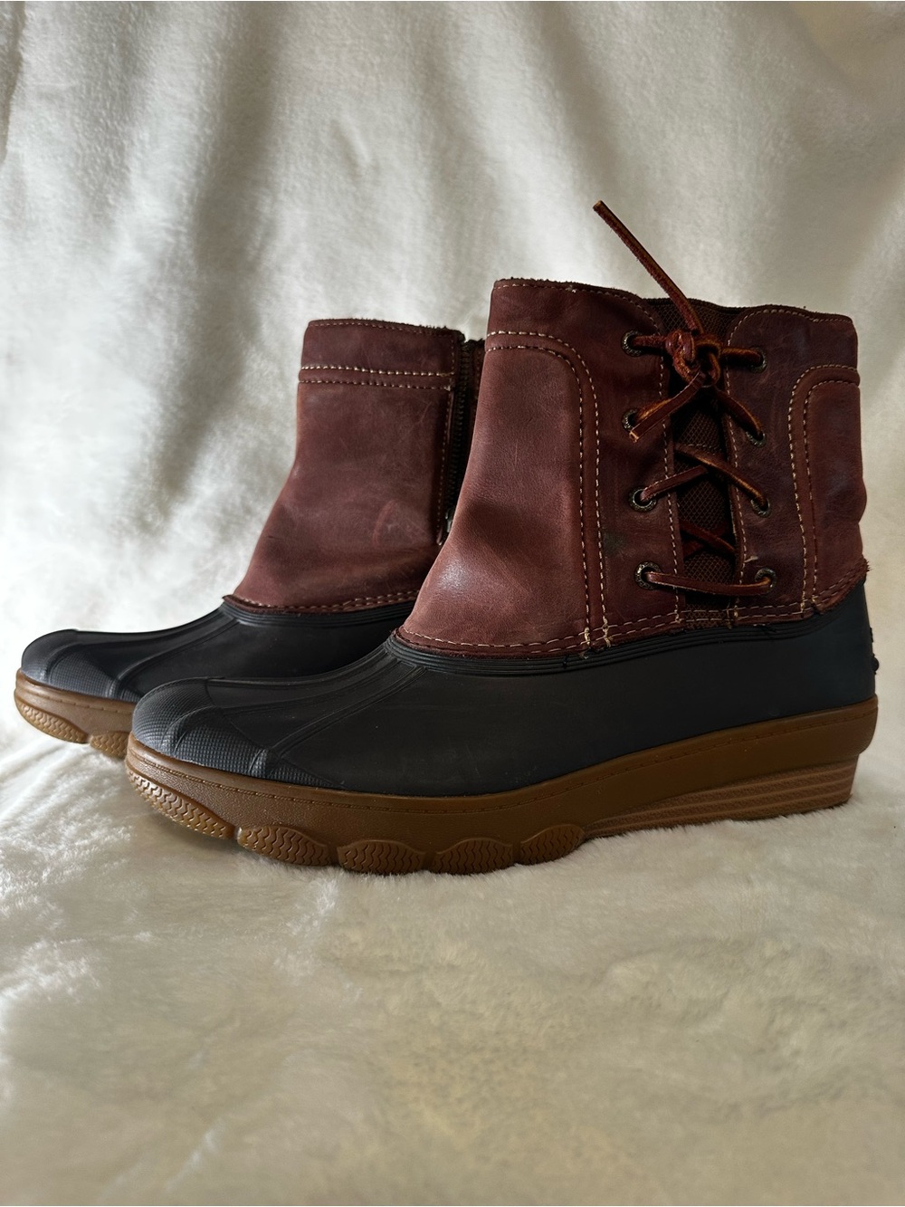 Waterproof Brown Leather Duck Boots - SPERRY size 10